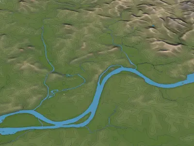 Pyongyang - 3D Terrain Low-poly 3D model