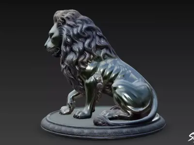 Lion Statue V36 Low-poly 3D model