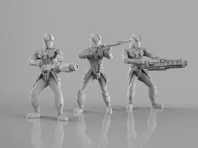 Ancient Dark Troopers Heavy Weapons Team 3D print model