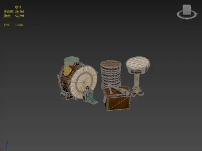 Stylized drum set Low-poly 3D model