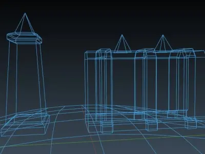 Lowpoly Column and Wall Low-poly 3D model