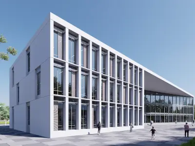 Modern building Low-poly 3D model