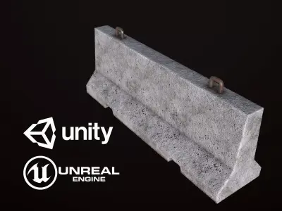 Concrete Barricade - PBR Game Ready Low-poly 3D model