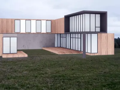 L-Shape House Free low-poly 3D model