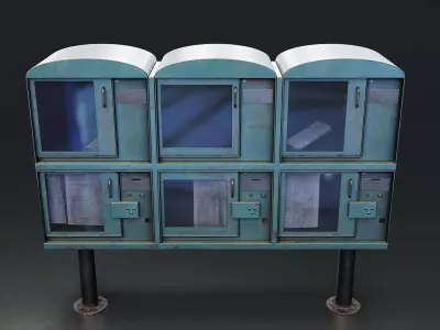 Vintage Newspaper Vending Machines Low-poly 3D model