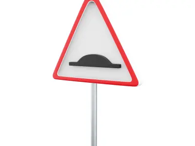 3d  Speed bumps warning of traffic signs 3D model