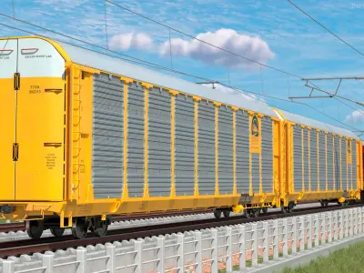  Generic Locomotive with Auto Rack Train Car 