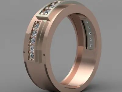 Rose Gold Men Diamond Ring 3D print model 3D print model 3