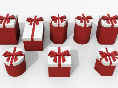  Gift Boxes - Vertical Variety with Fixed Ribbon Bow 