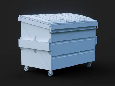 LOW POLY - DUMPSTER garbage can with graffiti Low-poly 3D model
