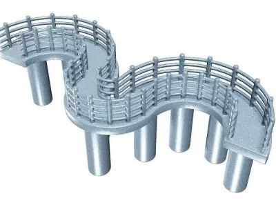 Spectacular Curve Bridge Low-poly 3D model