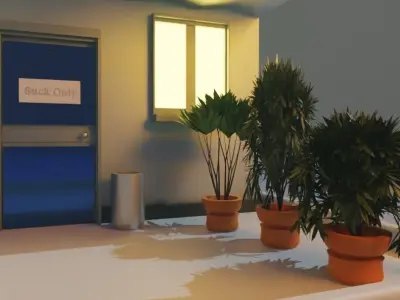 Coffee Shop Restaurant Low Poly House Cafe Low-poly 3D model