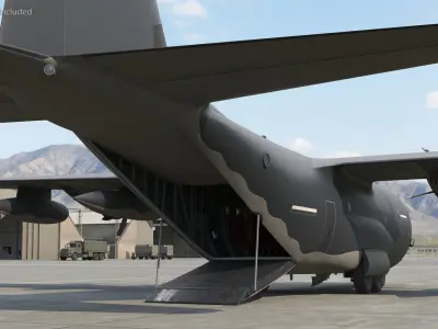  Heavy Transport Plane with Landing Gear Dark Rigged 
