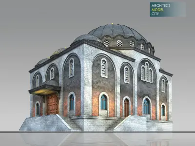 Mosque Architectural 3d Model with Render Scene Low-poly 3D model