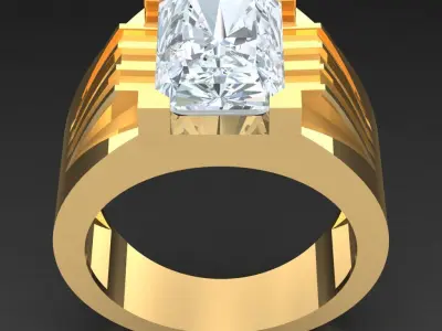 Light Gold Diamond Men Ring 2MR098 3D model