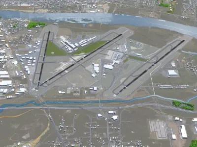 Bill and Hillary Clinton National Airport 10km Low-poly 3D model