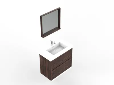 KubeBath Bliss Floor Mount Bathroom Vanity Walnut Low-poly 3D model