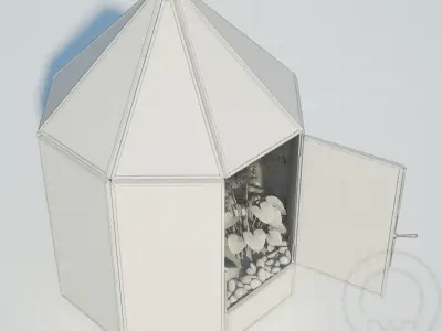 Glass tabletop gazebo Octagon Terrarium 3D model