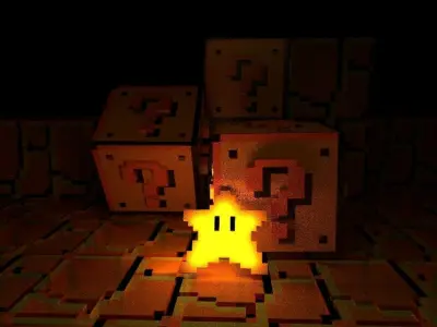 Starblock - Super Mario 3D - Digital Sculpture Low-poly 3D model