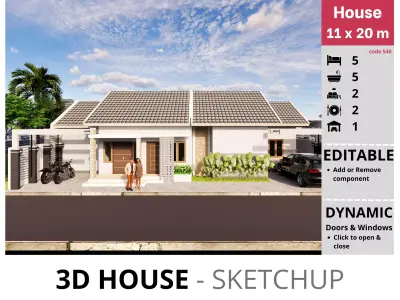 House 11x20m code 540 - Sketchup 3D model 3D model 3D model