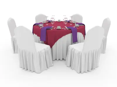 Collection Banquet Table and Chair 07 3D Model Pack