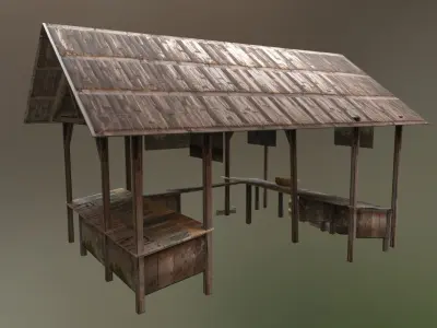 Traditional Market Low-poly 3D model