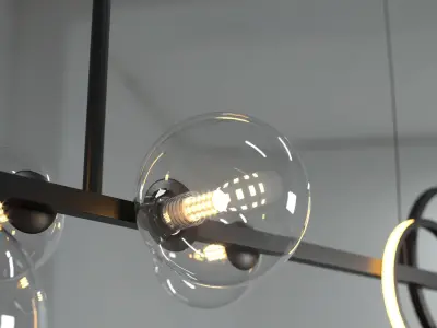 Artpad Modern European GlassBubble Diningroom Pendant Black gold 3D model