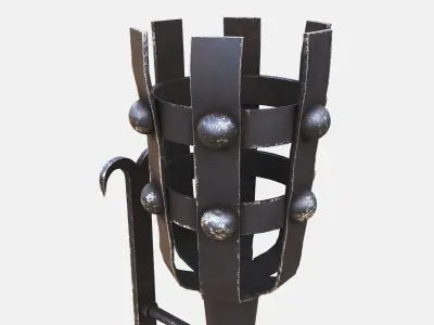 Medieval Torch Low-poly 3D model 12