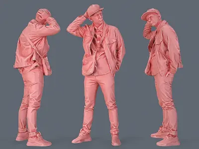 Urban contemplation Man in a beige outfit 3D model