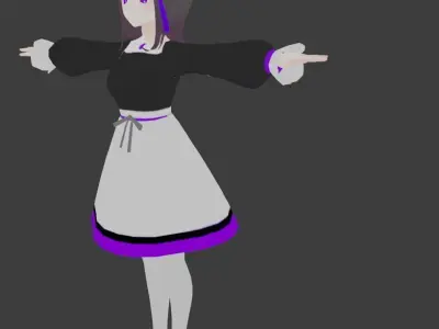 2 Cute Anime girls characters collection g3 Low-poly 3D model