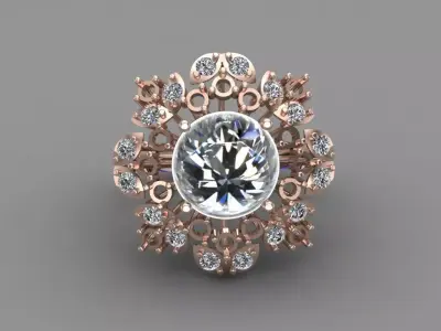 Rose Gold Women Diamond Ring 3D print model 3D print model 48