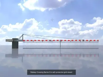 All Railway Crossing Barriers with protective grid closed  3D Model Pack