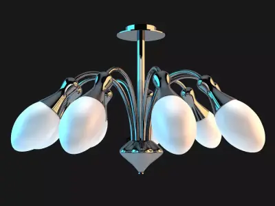 Chandelier modern with six bulbs 3D model