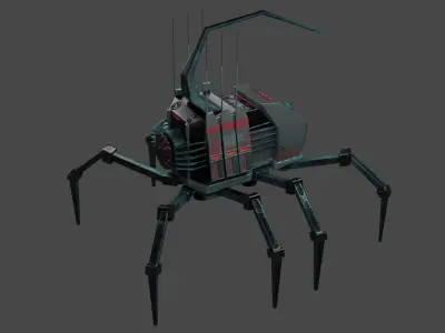 RoboSpider sci-fi spider Low-poly 3D model