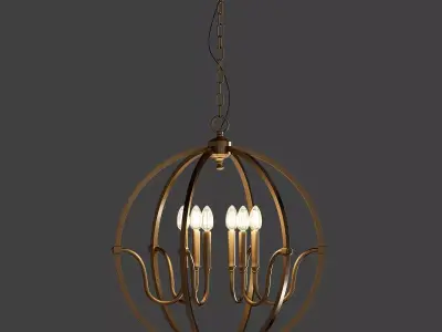 Stanton 6 Light Matte Gold Chandelier 3D model purchase