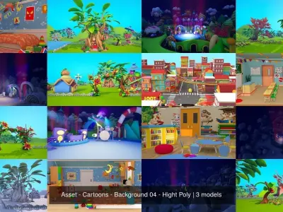 Asset - Cartoons - Background 04 - Hight Poly 3D Model Pack