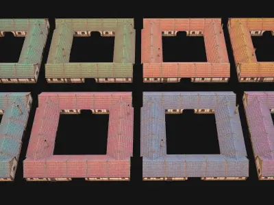 Medieval Courtyard Building House 5 Low-poly 3D model