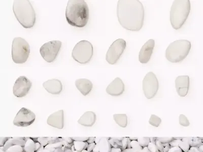 White marble pebbles 23 - 67mm 3D model