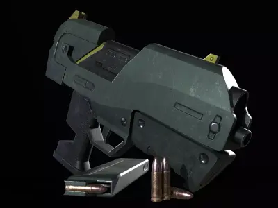 Sci Fi Gun PBR Low-poly 3D model