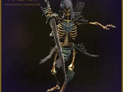 Skeleton Archer Light Version Low-poly 3D model