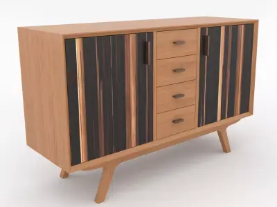 Mid-Century Modern Sideboard 120 Oslo Low-poly 3D model