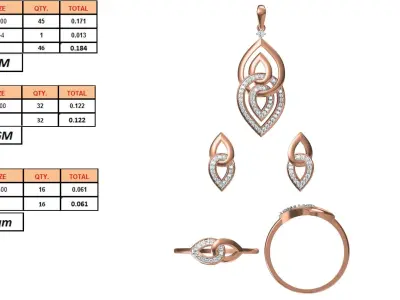 Light wt Ring Earrings Pendant set stl jcd 1-render details 3D print model 13