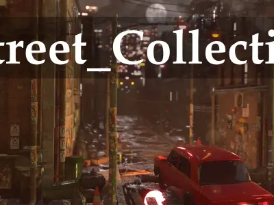 Street Collection set of items Low-poly 3D model