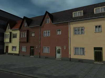City houses Low-poly 3D model