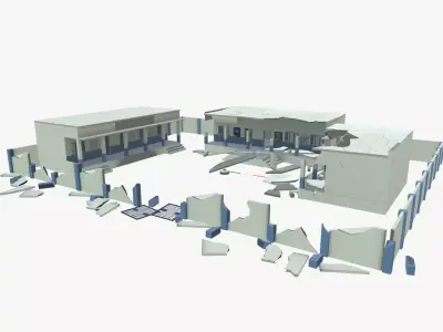 Destroyed School Low-poly 3D model