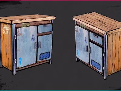 Stylized Lab Bench Low-poly 3D model