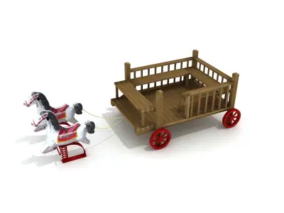 Kids Game Play Equipment 021 Rocking Horse Fiacre 3D model