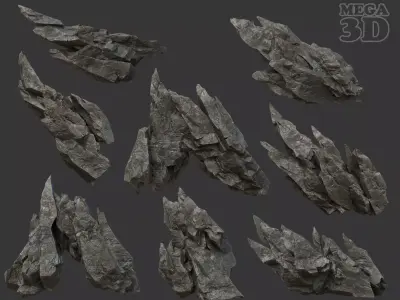 Scifi Black Sharp Rock 220611 - Ultra HD 16K Textures Low-poly 3D model