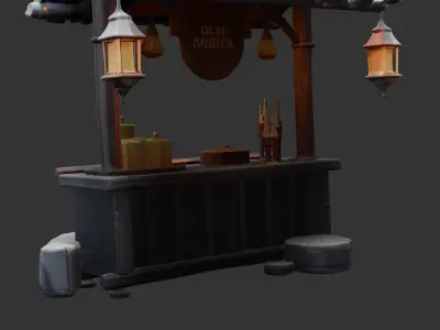 Medieval Candle and Lantern Stall Low-poly 3D model