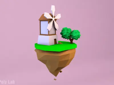 Cartoon Mill Low-poly 3D model